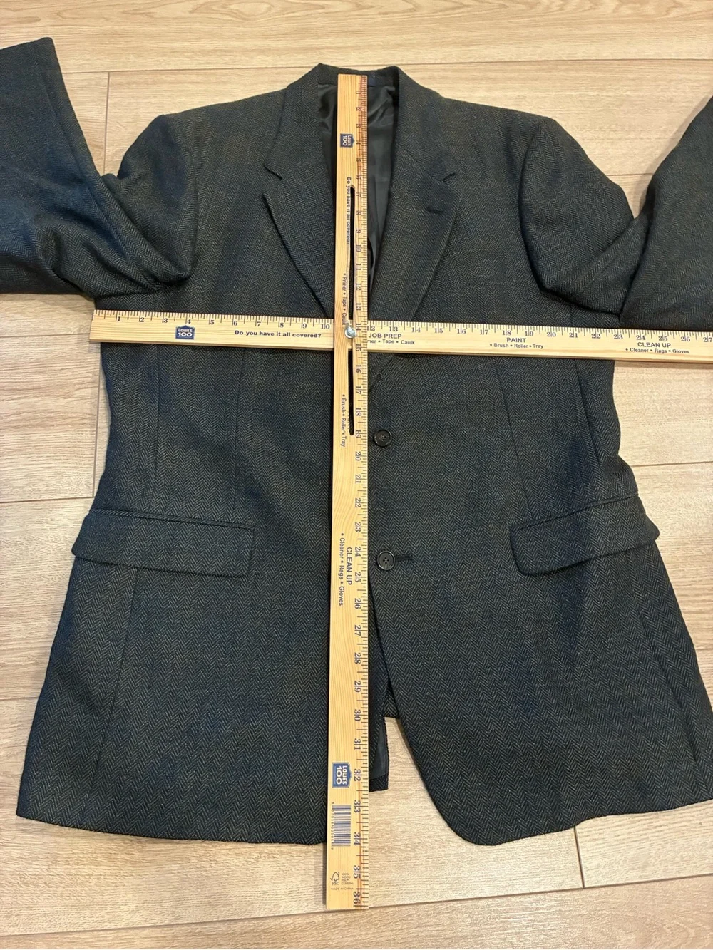 Burberry London Men’s Wool Herringbone Two Button Blazer Size 46